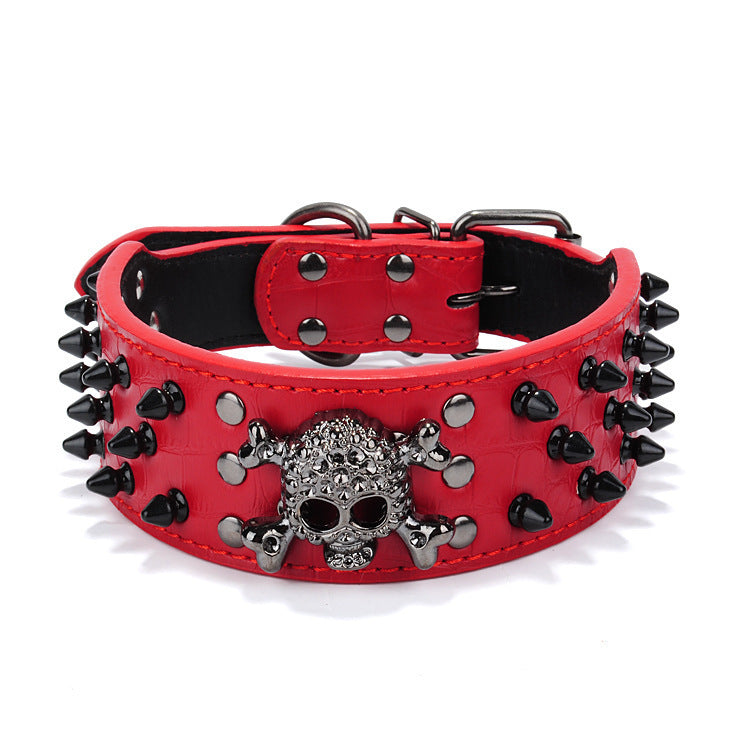 Skull Pet Collar Round Head Nail Dog Collar