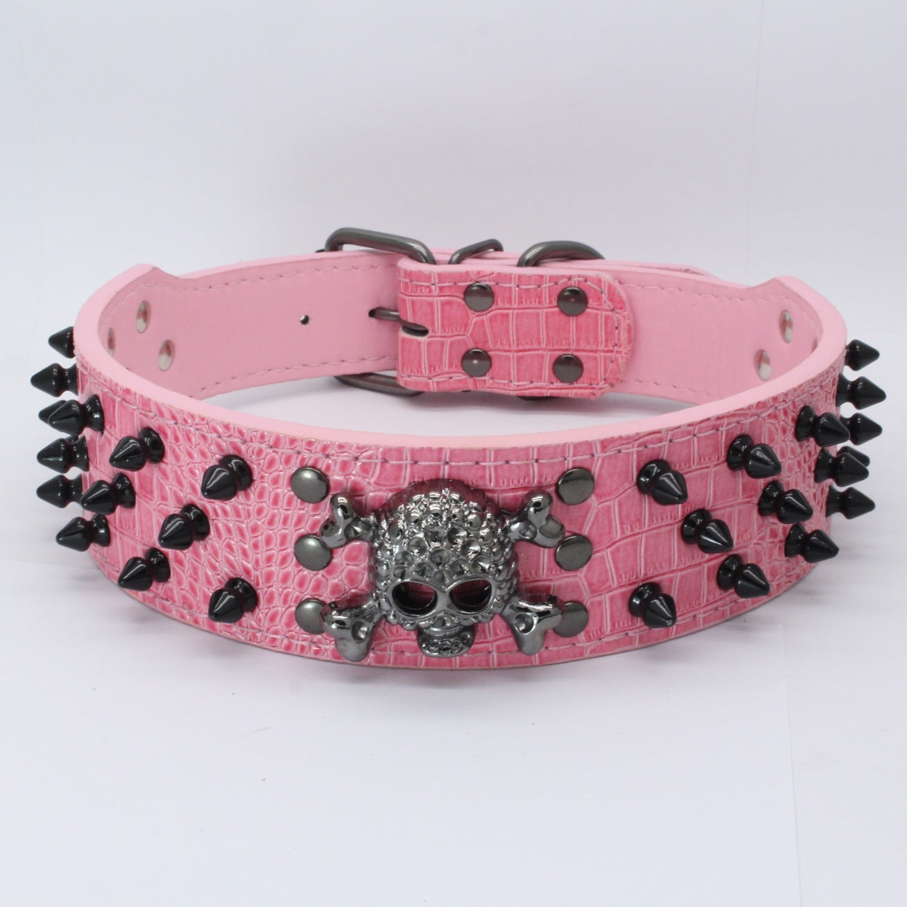 Skull Pet Collar Round Head Nail Dog Collar