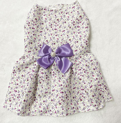 New Pet Clothes Bow Floral Skirt