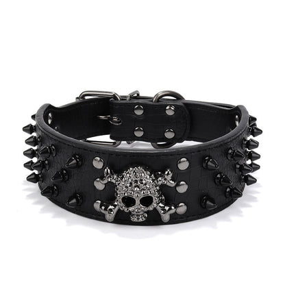 Skull Pet Collar Round Head Nail Dog Collar